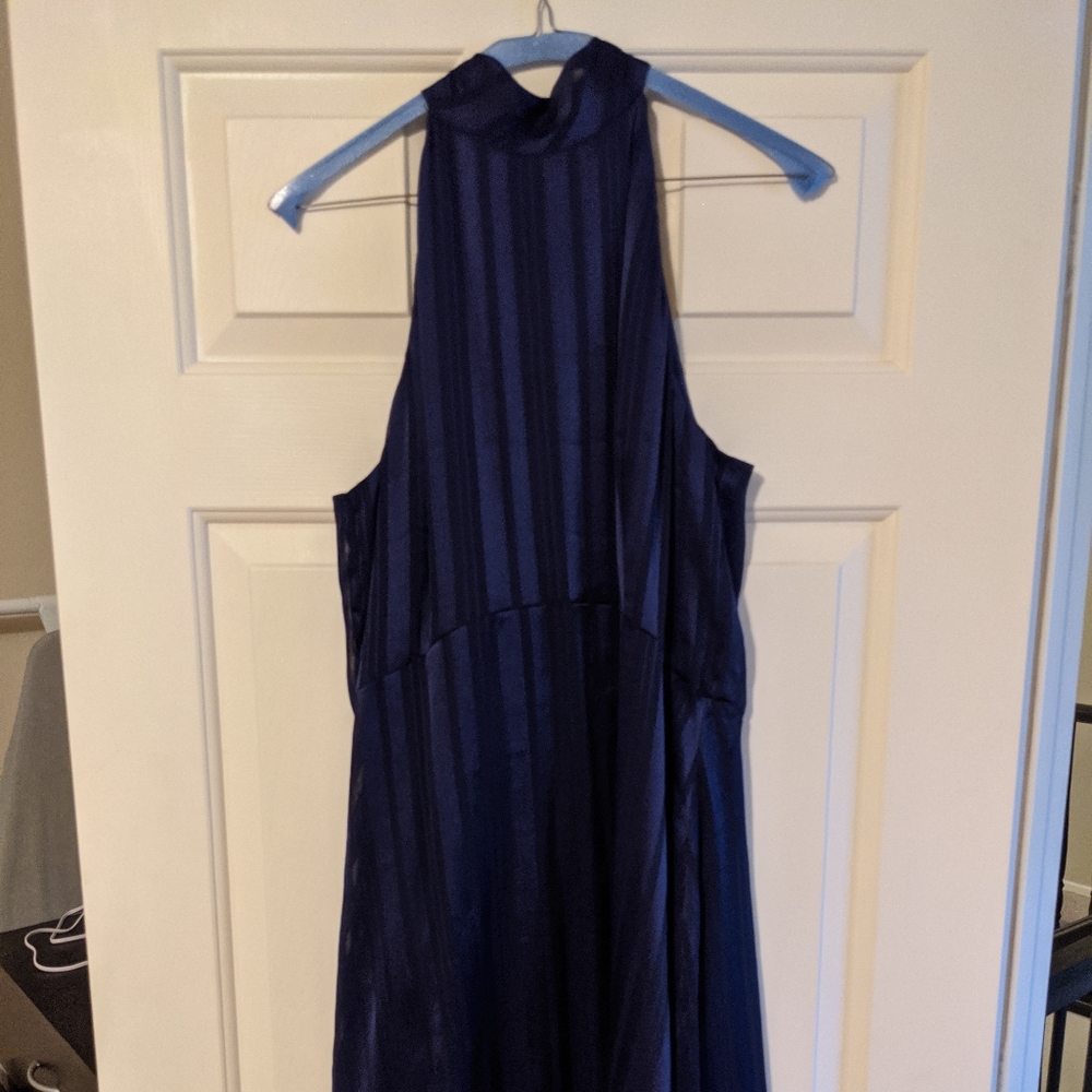 Shiny Blue Purple High Neck Dress